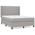 cadre de lit avec matelas Gris clair 140x190cm Tissu