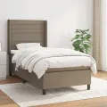 cadre de lit avec matelas Taupe 90x190 cm Tissu