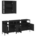 Ensemble d'armoires salle de bain 3 pcs noir bois d'ingénierie