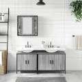 Ensemble d'armoires de salle de bain 3 pcs sonoma gris