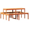 Table de pique-nique cire marron 160x134x75 cm bois massif pin