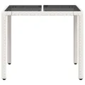 Table de jardin dessus en verre blanc 90x90x75cm résine tressée