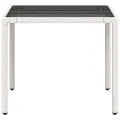 Table de jardin dessus en verre blanc 90x90x75cm résine tressée