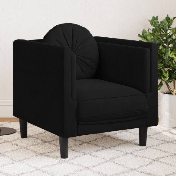 Fauteuil avec coussin noir velours