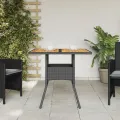 Table de jardin et dessus en bois d'acacia noir résine tressée