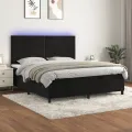 cadre de lit avec matelas LED Noir 180x200cm Velours