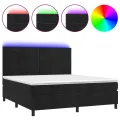 cadre de lit avec matelas LED Noir 180x200cm Velours