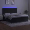cadre de lit avec matelas LED Noir 180x200cm Velours