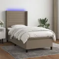 cadre de lit matelas et LED Taupe 90x190 cm Tissu