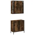 Ensemble de meubles de salle de bain 2 pcs Chêne fumé