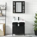 Ensemble de meubles salle de bain 2 pcs noir bois d'ingénierie