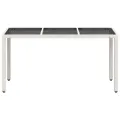 Table de jardin avec dessus en verre blanc résine tressée