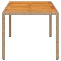 Table de jardin beige 190x90x75 cm résine tressée bois d'acacia