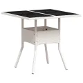 Table de jardin dessus en verre blanc 80x80x75cm résine tressée