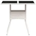 Table de jardin dessus en verre blanc 80x80x75cm résine tressée