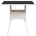 Table de jardin dessus en verre blanc 80x80x75cm résine tressée