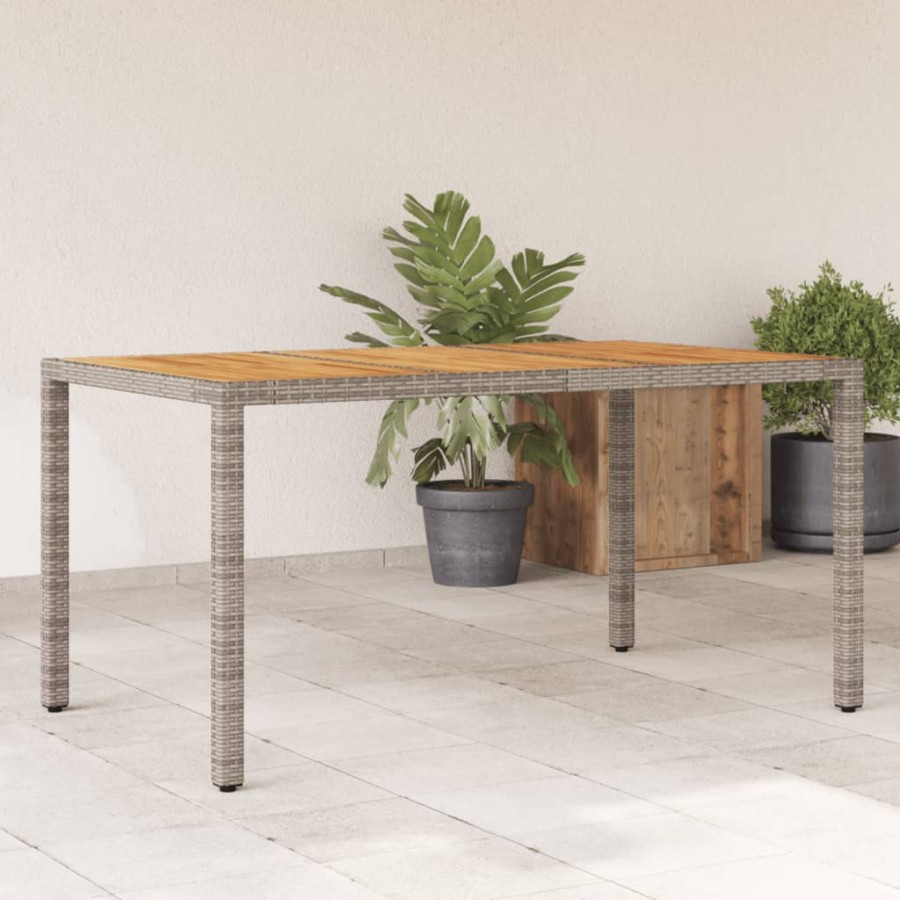 Table de jardin et dessus en bois d'acacia gris résine tressée