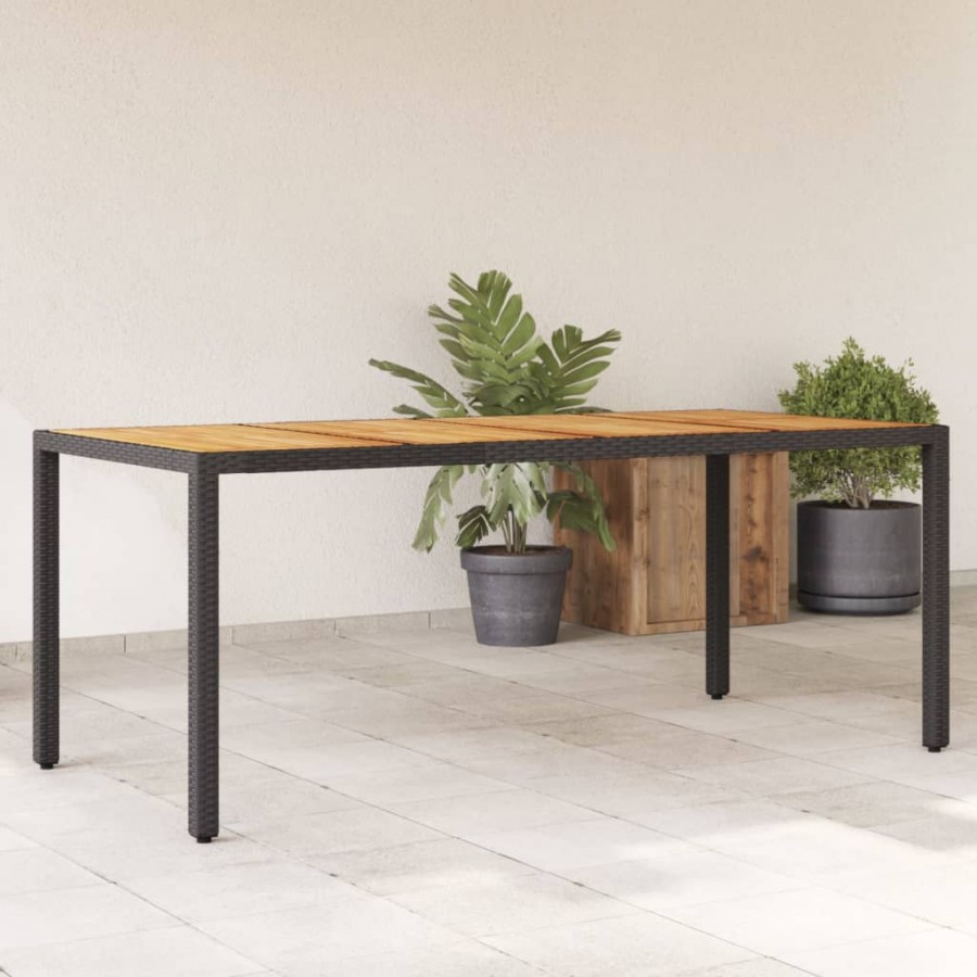 Table de jardin et dessus en bois d'acacia noir résine tressée