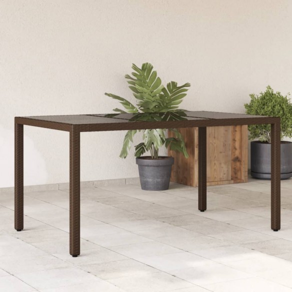 Table de jardin avec dessus en verre marron résine tressée