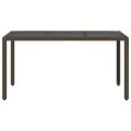 Table de jardin avec dessus en verre marron résine tressée