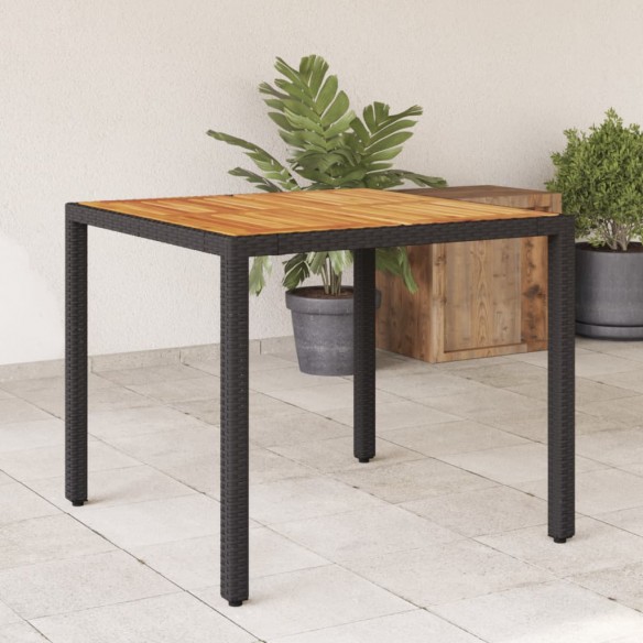 Table de jardin et dessus en bois d'acacia noir résine tressée