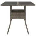 Table de jardin dessus en verre gris 80x80x75 cm résine tressée