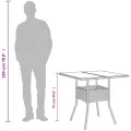 Table de jardin dessus en verre gris 80x80x75 cm résine tressée