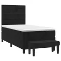 cadre de lit avec matelas Noir 90x200 cm Velours