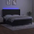 cadre de lit matelas et LED Noir 180x200 cm Velours