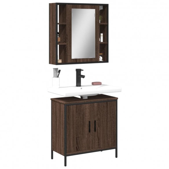 Ensemble de meubles de salle de bain 2 pcs Chêne marron