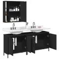 Ensemble d'armoires salle de bain 3 pcs noir bois d'ingénierie
