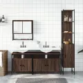 Ensemble de meubles de salle de bain 4 pcs Chêne marron