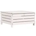 Repose-pied de jardin avec coussin blanc bois de pin massif