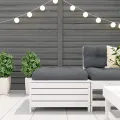 Repose-pied de jardin avec coussin blanc bois de pin massif