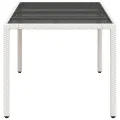 Table de jardin avec dessus en verre blanc résine tressée