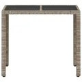 Table de jardin avec dessus en verre gris clair résine tressée