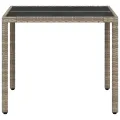 Table de jardin avec dessus en verre gris clair résine tressée