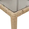 Table de jardin avec dessus en verre beige résine tressée