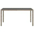 Table de jardin dessus en verre Gris 150x90x75cm Résine tressée