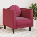 Fauteuil avec coussin rouge bordeaux velours