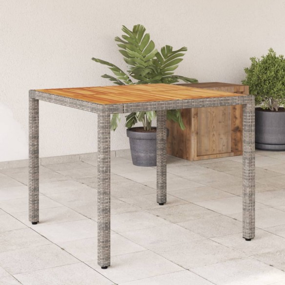 Table de jardin et dessus en bois d'acacia gris résine tressée