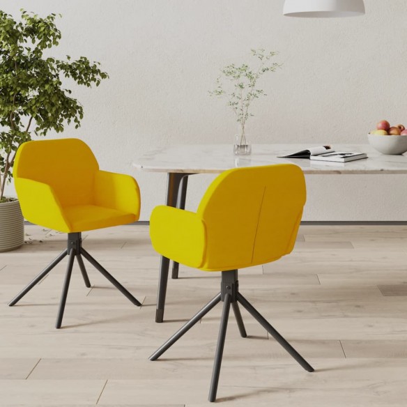 Chaises pivotantes à manger lot de 2 Jaune Velours