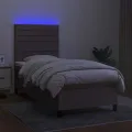 cadre de lit et matelas et LED Taupe 90x190 cm Tissu