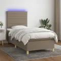 cadre de lit et matelas et LED Taupe 90x190 cm Tissu