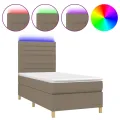 cadre de lit et matelas et LED Taupe 90x190 cm Tissu