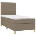 cadre de lit et matelas et LED Taupe 90x190 cm Tissu