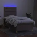 cadre de lit et matelas et LED Taupe 90x190 cm Tissu