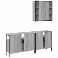 Ensemble d'armoires de salle de bain 3 pcs sonoma gris