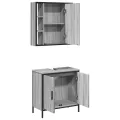 Ensemble de meubles de salle de bain 2 pcs Sonoma gris