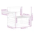 Canapé de jardin accoudoir avec table d'appoint bois massif pin